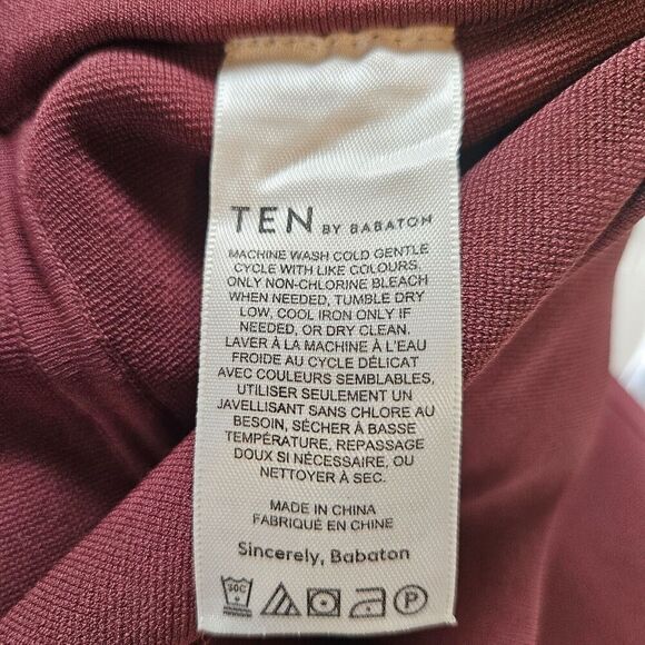 Ten by BABATON Paramount Pant Red High Rise Slit Flare Leg Ponte Knit Pull On M - Picture 8 of 9